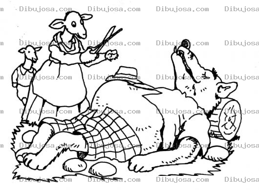 Dibujo para colorear Lobo Panzon Dibujo De Lobo Indigesto Con La Gran Pansota Para Pintar Y Colorear