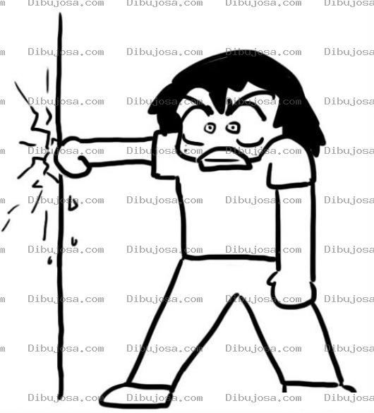 Dibujo para colorear Golpe A La Pared Dibujo De Hombre Enojado Golpenado La Pared Con Su Puno Para Pintar Y Colorear Punetazo A La Pared