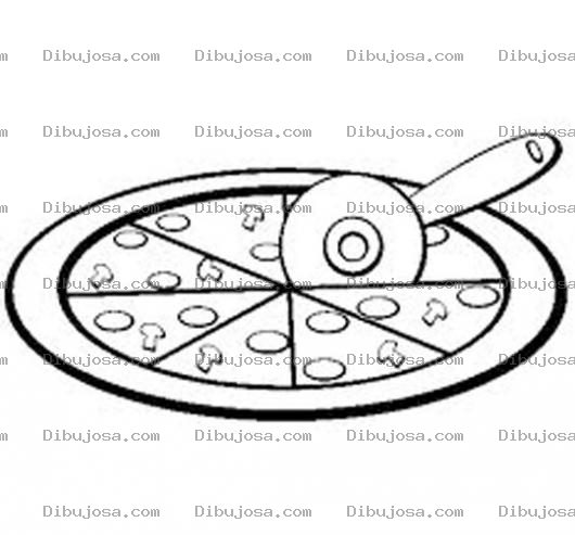 Dibujo para colorear 8 Pedazos De Pizza Para Pintar Y Colorear Dibujo De Un Cortador De Pizza Cortando Piza