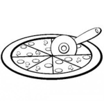 Dibujo para colorear 8 Pedazos De Pizza Para Pintar Y Colorear Dibujo De Un Cortador De Pizza Cortando Piza