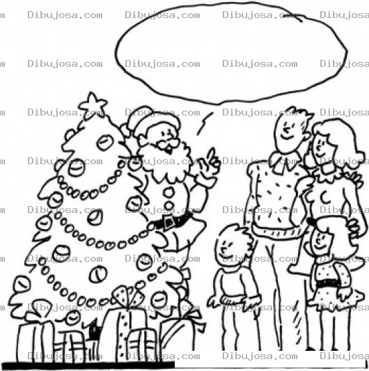 Dibujo para colorear Santa Y Mi Familia Dibujo De Santaclos Hablando Con Una Familia En Navidad Para Colorear A