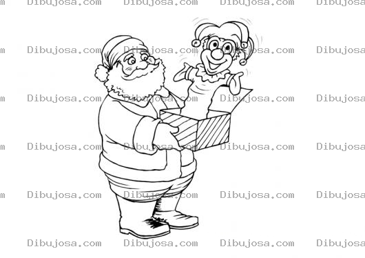Dibujo para colorear Dibujo De Santaclaus Con Un Regalo Sorpresa Para Pintar Y Colorear Regalo De Bufon