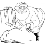 Dibujo para colorear Dibujo De Santaclaus Sacando Un Regalote De Su Costal Para Pintar Y Colorear