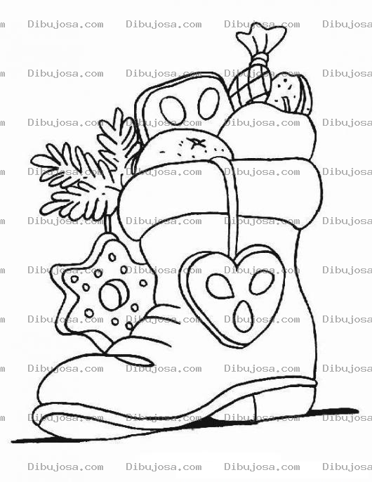 Dibujo para colorear Dibujo De Una Bota De Santa Con Adornos De Navidad