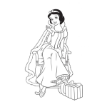 Dibujo para colorear Blanca Nieves Con Regalo Dibujo De La Princesa Blancanieves Con Un Regalo En Sus Pies Para Pintar Y Colorear A Snowwhite En Navidad