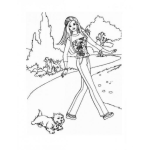 Dibujo para colorear Barbie con su perrita