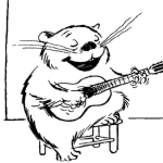 Dibujo para colorear Hamster Con Guitarra Para Pintar Y Colorear