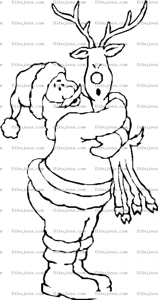 Dibujo para colorear Abrazo De Santaclaus Dibujo De Santaclos Abrazando Y Apretando Fuertemente A Su Reno Rudolf Para Pintar Y Colorear Apreton De Santa Claus