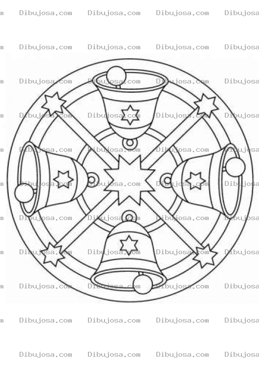 Dibujo para colorear 4campanas Dibujo De Mandala De Campanas Con Estrellas Para Pintar Y Colorear