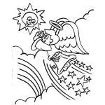 Dibujo para colorear Angelito Volador Dibujo De Angel Volando Al Cielo Dejando Estrellitas Por Detras Para Pintar Y Colorear