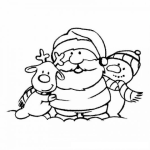 Dibujo para colorear Dibujo De Rudolph Santa Y Snowman Para Pintar Y Colorear Al Reno De Santa Con Santaclos Y Frosty El Muneco De Nieve
