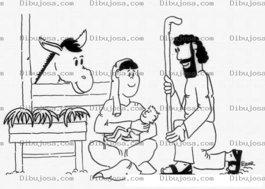Dibujo para colorear El Verdadero Significado De La Navidad Dibujo Del Nacimiento De Jesus Con Maria Y Jose En Un Establo Para Pintar Y Colorear A Mariajesusyjose
