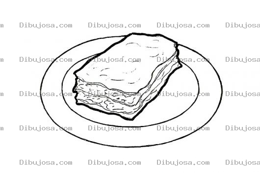 Dibujo para colorear Porcion De Lasana Para Pintar Y Colorear Una Deliciosa Lasana A La Bolognesa