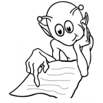 Dibujo para colorear Lector extraterrestre Dibujo De Marciano Leyendo Una Carta Para Pintar Y Colorear lector marciano