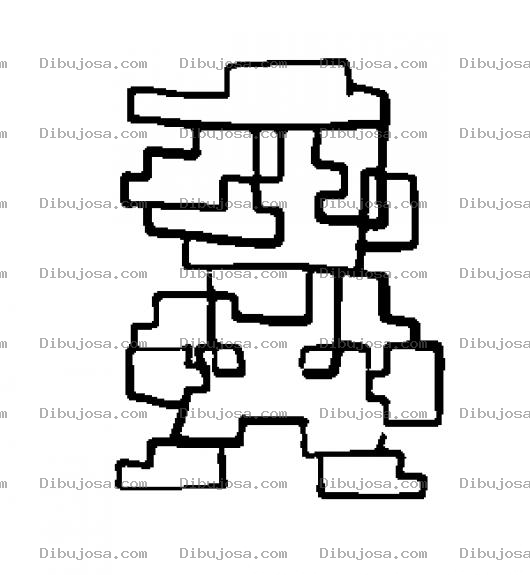 Dibujo para colorear El Primer Mario Bros Dibujo De Mario Bros Digital De 8 Bits Para Pintar Y Colorear mariobros original