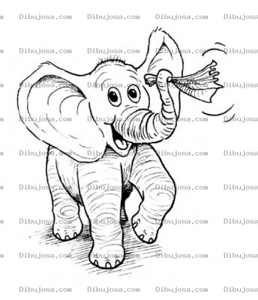 Dibujo para colorear Dibujo De Elefante Con Un Abanico De Papel En El Moco Para Pintar Y Colorear