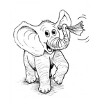 Dibujo para colorear Dibujo De Elefante Con Un Abanico De Papel En El Moco Para Pintar Y Colorear