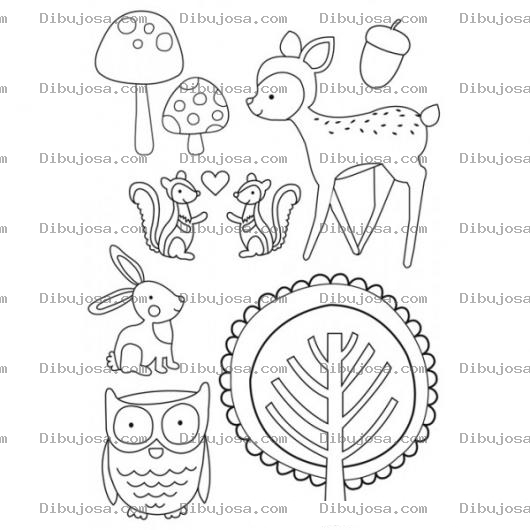 Dibujo para colorear Animalitos Del Bosque Para Colorear