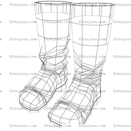 Dibujo para colorear Bota3d Dibujo De Botas En Autocad Para Pintar Y Colorear Botas 3d Sin Renderizar