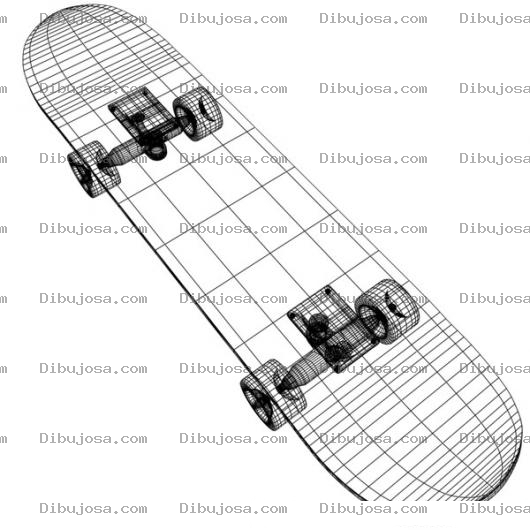 Dibujo para colorear Patineta 3d Dibujo De Patineta En Autocad Para Pintar Y Colorear Patineta Para Renderizar A Mano