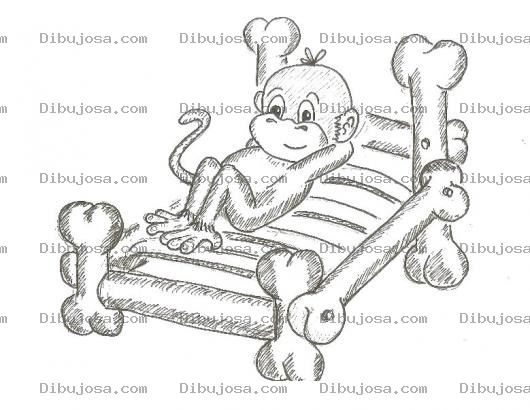 Dibujo para colorear Camadehuesos Dibujo De Monito Acostado En Cama De Huesos Para Colorear Cama De Huesitos
