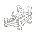Dibujo para colorear Camadehuesos Dibujo De Monito Acostado En Cama De Huesos Para Colorear Cama De Huesitos