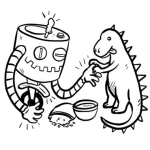 Dibujo para colorear Dibujo De Robot Y Dinosaurio Para Pintar Y Colorear Dinosaurio Y Robot