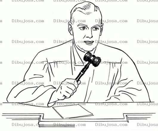 Dibujo para colorear Dibujo De Juez Dando Su Veredicto Con Su Martillo De La Justicia Para Pintar Y Colorear Juez En Un Juzgado
