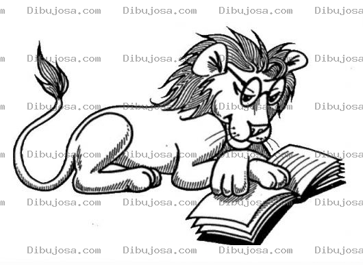 Dibujo para colorear Leonlector Dibujo De Leon Leyendo Un Libro Para Colorear
