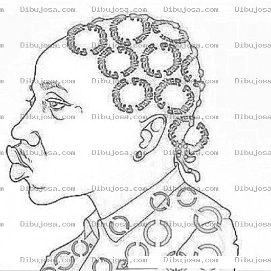 Dibujo para colorear Negrito Con Peinado De Aros En El Pelo Para Pintar Y Colorear