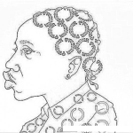Dibujo para colorear Negrito Con Peinado De Aros En El Pelo Para Pintar Y Colorear