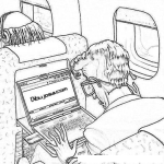 Dibujo para colorear Laptop En Avion Dibujo De Ejecutivo Con Laptop En Un Avion Visitando La Pagina De Dibujosa.com Para Pintar Y Colorear Desde El Cielo