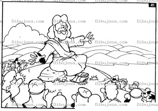 Dibujo para colorear Sermondelmonte Dibujo De Jesus Predicando El Sermon Del Monte Para Pintar Y Colorear A Jesucristo Ensenando