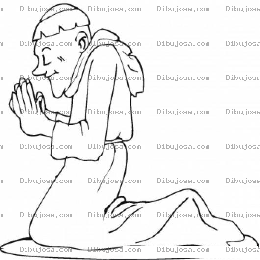 Dibujo para colorear Dibujo De Monje Orando Para Pintar Y Colorear