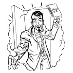 Dibujo para colorear Vendedor De Libros Para Coloread Dibujo De Un Vendedor Entusiasta Vendiendo Libros De Puerta En Puerta Con La Actitud Que Todo Vendedor Deberia Tener Una Buena Sonrisa Perseerancia Y Gavilidad De Persuacion