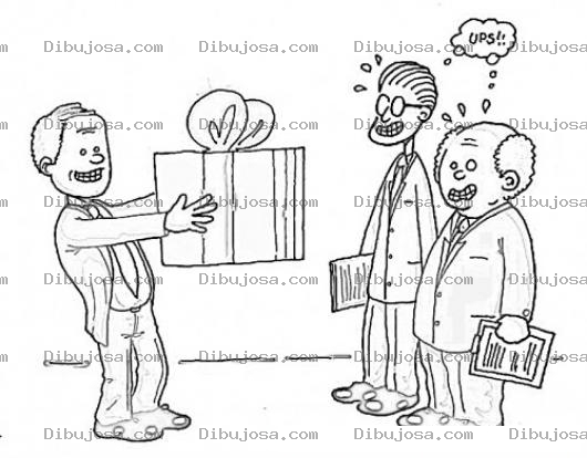 Dibujo para colorear Empleado Culebra Dando Un Regalo A Sus Jefes Para Pintar Y Colorear