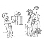 Dibujo para colorear Empleado Culebra Dando Un Regalo A Sus Jefes Para Pintar Y Colorear