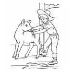 Dibujo para colorear Dibujo De Granjerito Con Chivito Para Colorear
