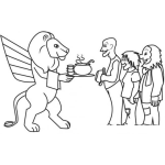 Dibujo para colorear Leon Servidor Dibujo De Leon Sirviendo Sopa A La Gente Para Pintar Y Colorear