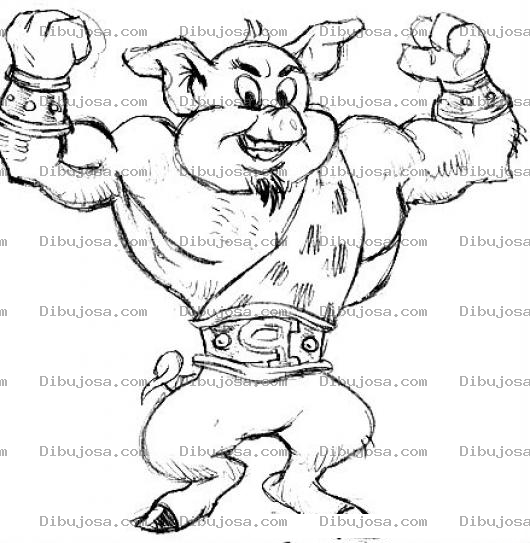 Dibujo para colorear Supercoche Dibujo De Super Cerdo Para Pintar Y Colorear