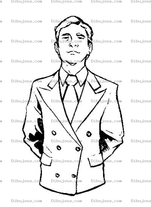 Dibujo para colorear Dibujo De Hombre Con Saco Y Corbata Para Pintar Y Colorear