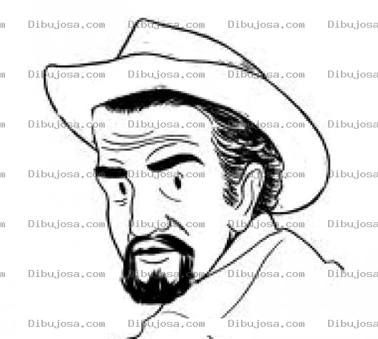 Dibujo para colorear Dibujo De Hombre Con Sombrero Y Barba De Candado Para Colorear