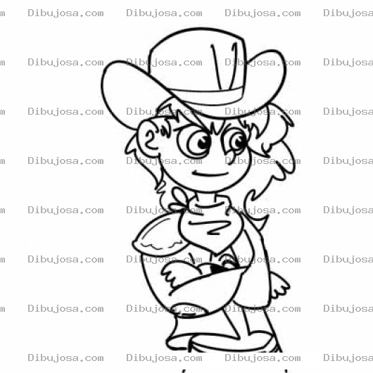 Dibujo para colorear Dibujo De Vaquerita De Brazos Cruzados Para Colorear