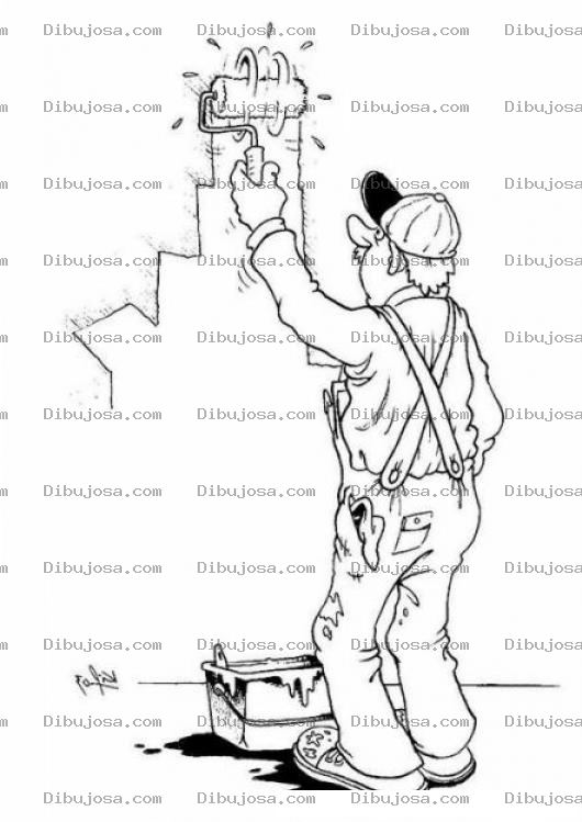 Dibujo para colorear Pintor Pintando Dibujo De Un Pintor Pintando Una Pared Con Rodillo Para Pintar Y Colorear Pintador De Pared