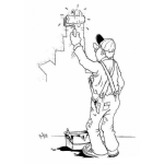 Dibujo para colorear Pintor Pintando Dibujo De Un Pintor Pintando Una Pared Con Rodillo Para Pintar Y Colorear Pintador De Pared
