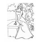 Dibujo para colorear Barbie con vestido de tirantes