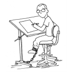 Dibujo para colorear Arquitectoesclavisado Para Pintar Y Colorear Dibujo De Un Dibujante Encadenado A Su Puesto De Trabajo