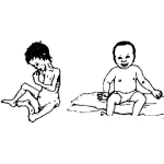 Dibujo para colorear Dibujo De Bebe Desnitrido Y Con Parasitos Y Un Bebe Sano Y Saludable Para Pintar Y Colorear