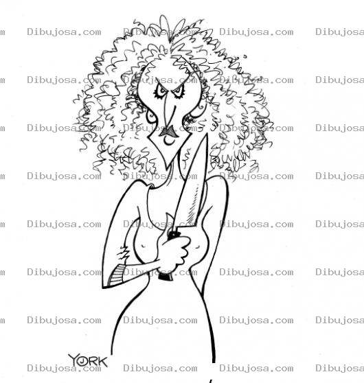Dibujo para colorear Mujer Espantosa Con Cuchillo Para Pintar Y Colorear