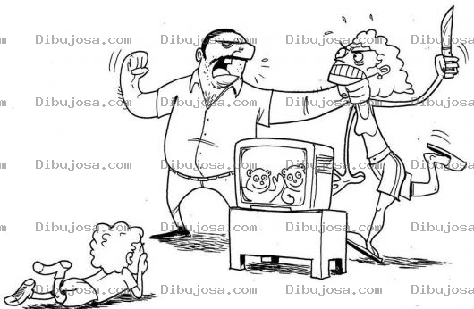 Dibujo para colorear Violencia Familiar Dibujo De Papa Peleando Con Mama Para Pintar Y Colorear Esposos Peleando